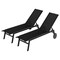 Black Metal Fabric Adjustable Chaise Lounge Chair with Wheels